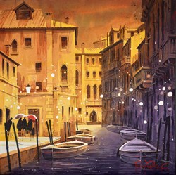 Conversation, Venice by Peter J Rodgers - Original Painting on Paper sized 20x20 inches. Available from Whitewall Galleries